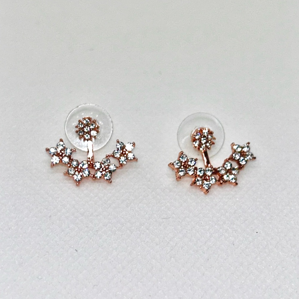 Rose Gold Crystal Star Ear Jacket Earrings